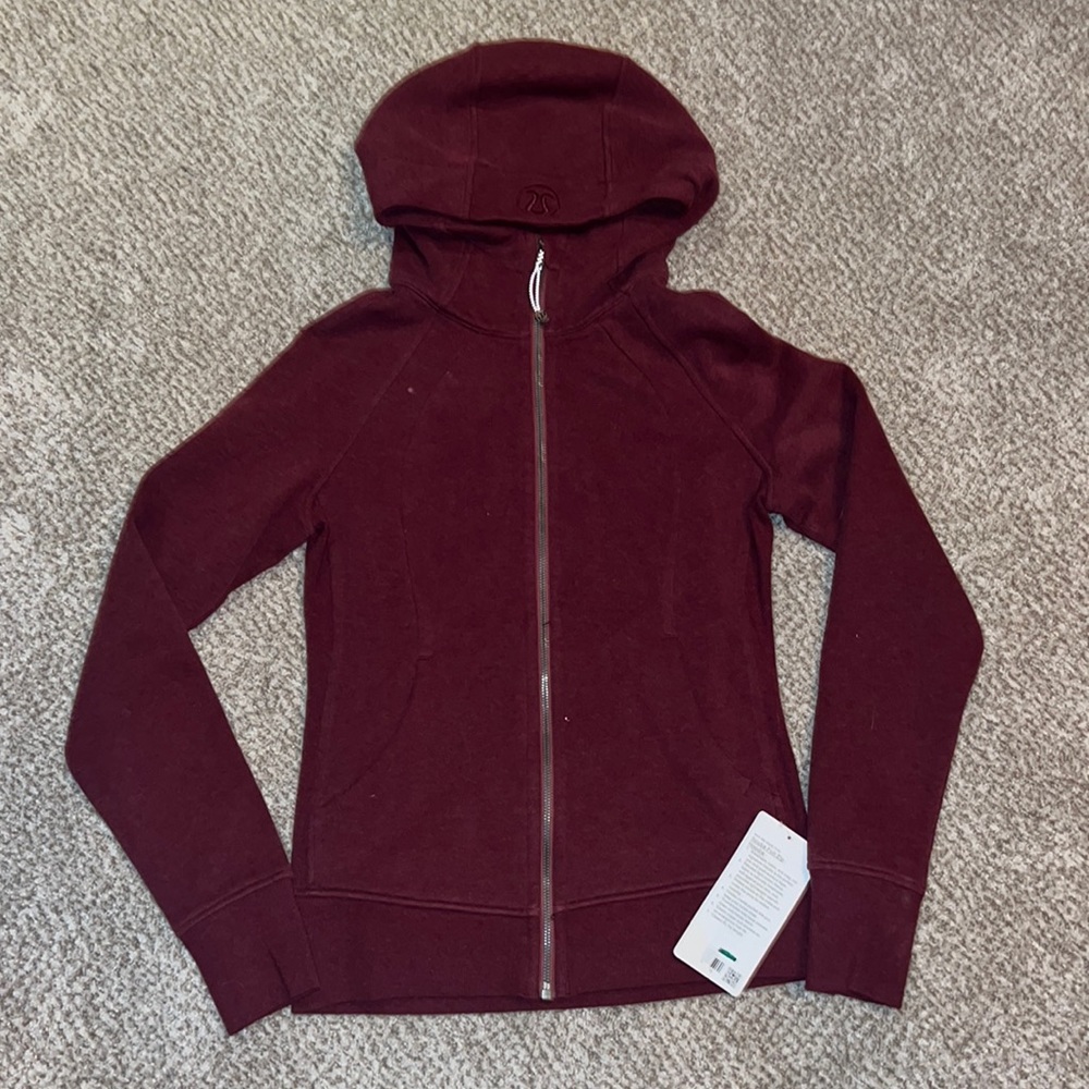 lululemon scuba full zip hoodie maroon size 6